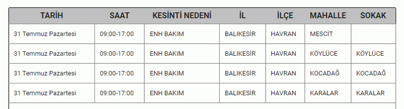 Balıkesir'de elektrik kesintisi yaşanacak! Balıkesir'in ilçelerinde 31 Temmuz Pazartesi kesintisi listesi