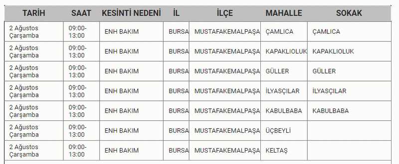 BURSA’DA ELEKTRİK KESİNTİSİ! Bursa’nın bir çok mahallesinde elektrik kesintisi yaşanacak