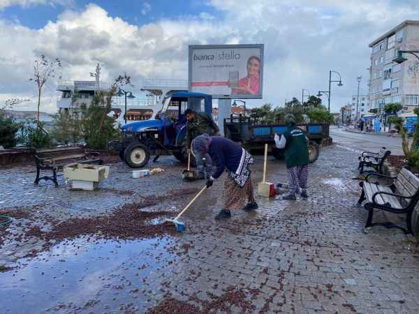 Ayvalık altüst oldu çok miktarda maddi hasar var