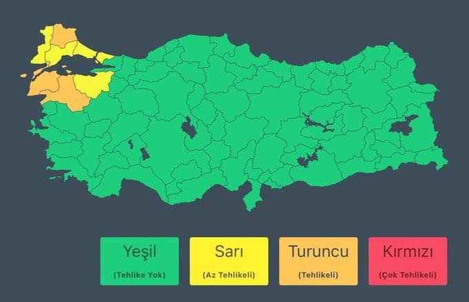 Sarı, Turuncu kodlu uyarılar geldi:10 derece birden düşüyor! Yağışlar Edirne, Kırklareli, Balıkesir’de çok etkili olacak!