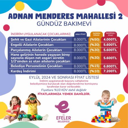 Efeler Belediyesi kreşlerinde indirimli ön kayıt başvuruları başladı