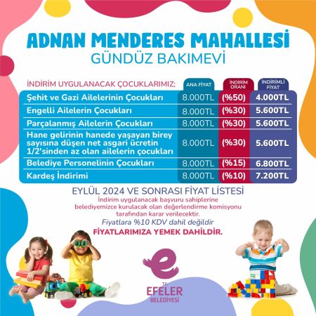 Efeler Belediyesi kreşlerinde indirimli ön kayıt başvuruları başladı