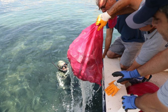 Bodrum Belediyesi'nin deniz dibi temizlik etkinlikleri devam ediyor