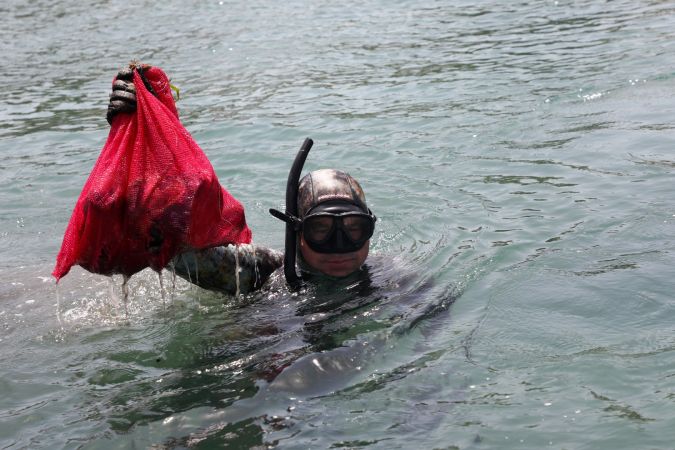 Bodrum Gümbet’te deniz dibi temizliği