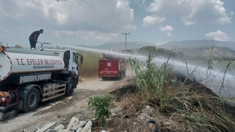 Efeler’den yangın söndürme çalışmalarına cansiperane destek