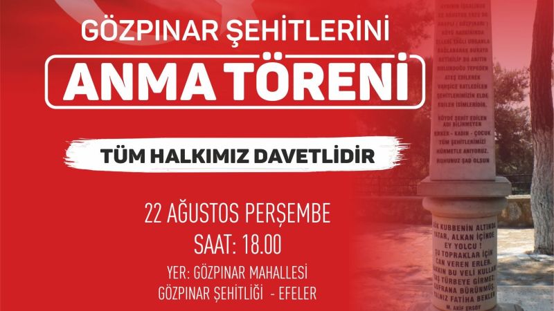 Gözpınar Şehitleri Anma Töreniyle Yâd Edilecek