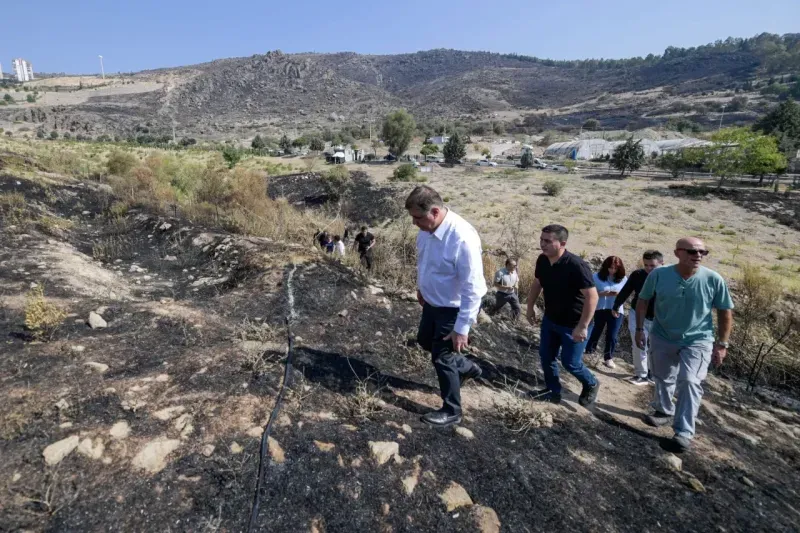 Başkan Tugay yangın bölgesinde iyileştirme çalışmalarını başlattı