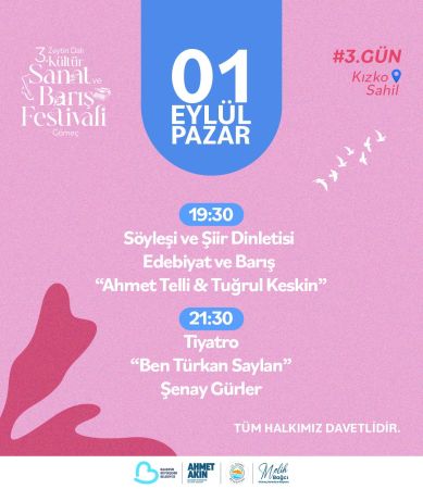 3. Zeytin Dalı Kültür Sanat ve Barış Festivali takvimi açıklandı