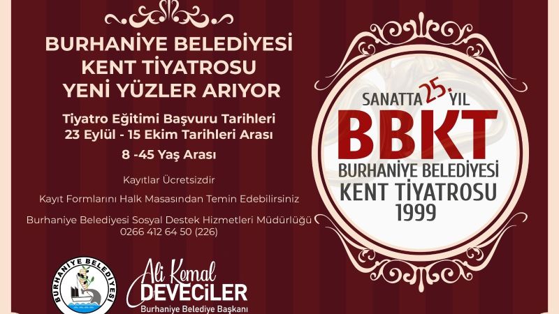 Burhaniye Belediyesi Kent Tiyatrosu yeni yüzler arıyor