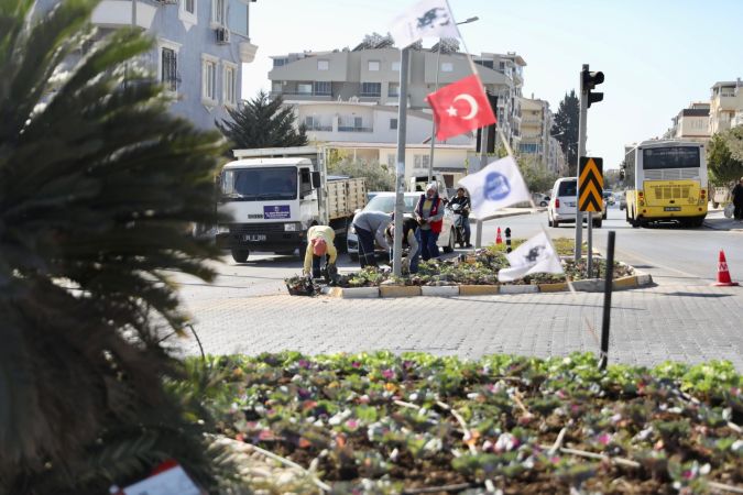 Didim’de kışlık çiçeklerin dikimine başlandı